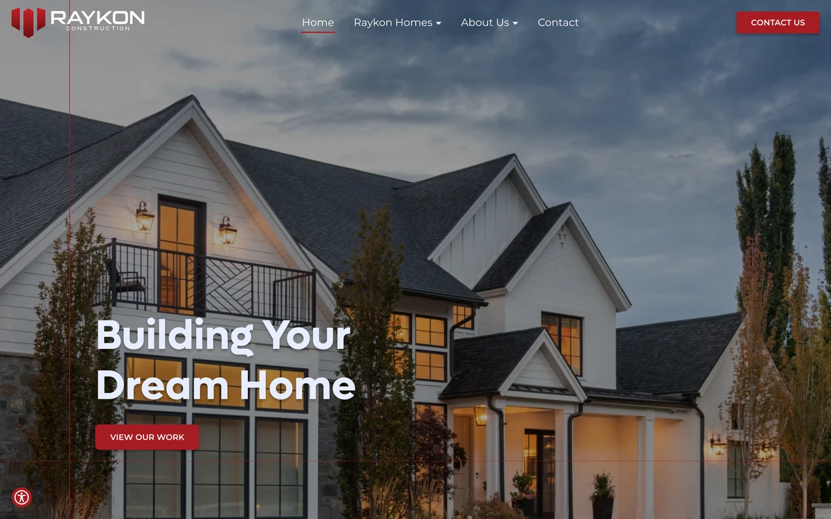 Raykon Construction custom home builder website, designed and built by Jaxon Carroll